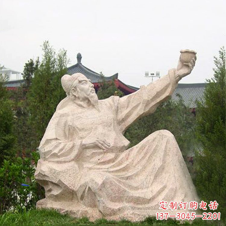 无锡公园园林著名诗人李白石雕塑像