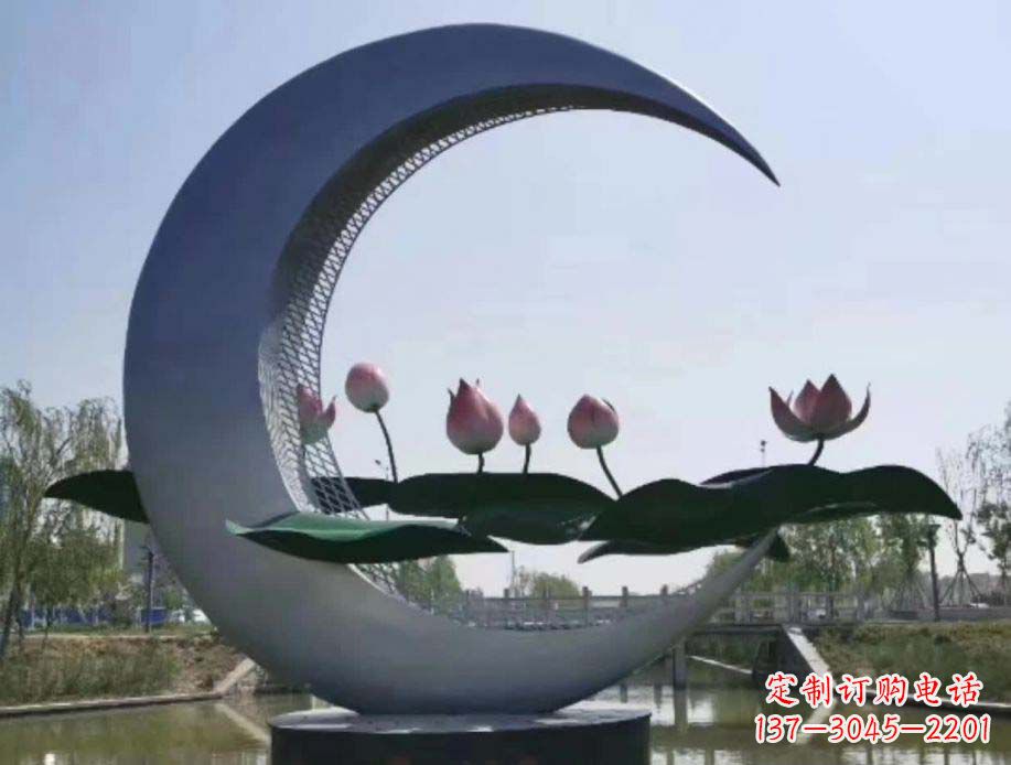 无锡公园月亮不锈钢景观装饰雕塑