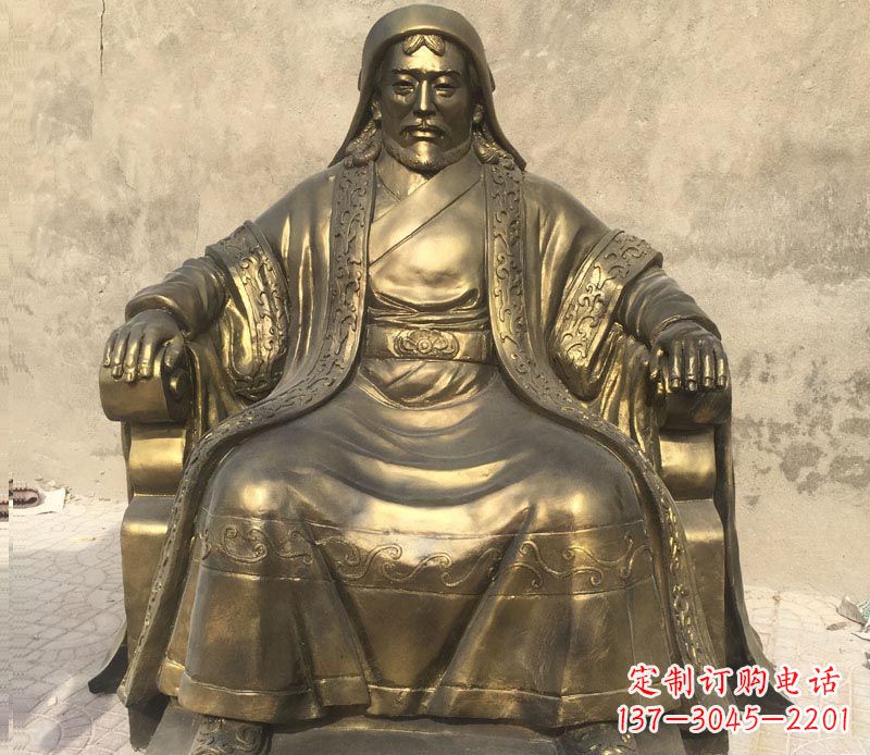 无锡展现历史荣光的成吉思汗铜雕