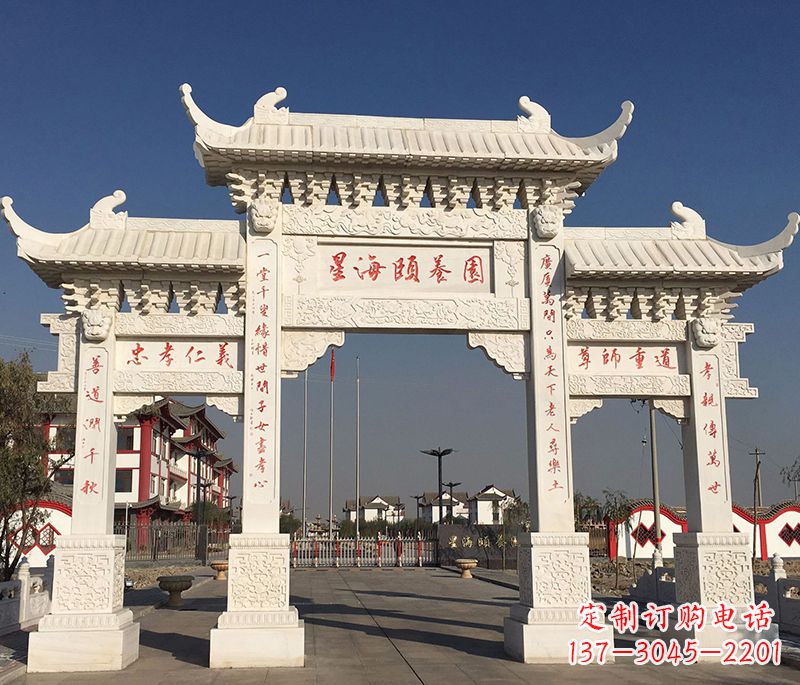 无锡古典牌坊浮雕柱子