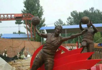 无锡公园打篮球玻璃钢仿铜人物雕塑