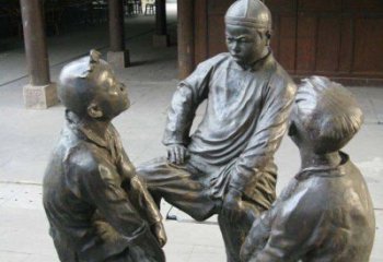 无锡铜雕男孩斗鸡小品雕塑