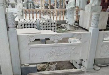 无锡汉白玉牡丹花浮雕石栏板雕塑