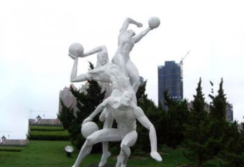 无锡公园体育运动不锈钢网格打篮球人物雕塑