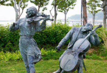 无锡双面演奏大提琴&小提琴铜雕塑