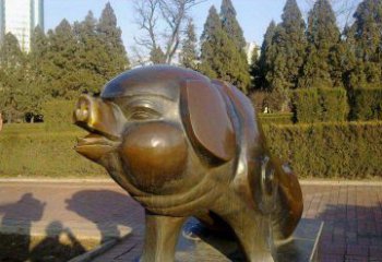 无锡定制公园猪铜雕