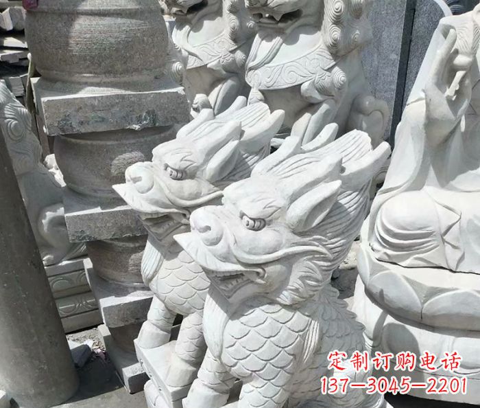 无锡传统工艺,精细做工,古代神兽大理石麒麟石雕高端定制