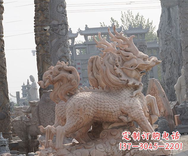 无锡中领雕塑:古典麒麟石雕,美丽传承
