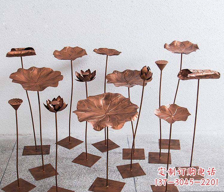 无锡精美古铜色荷花不锈钢雕塑