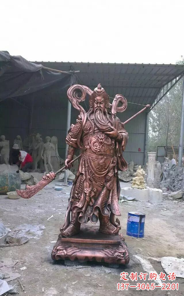 无锡精美关公红铜雕塑