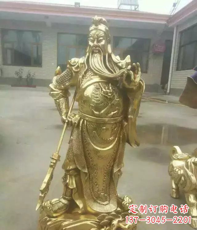 无锡中领雕塑定制关公提刀武财神铜雕