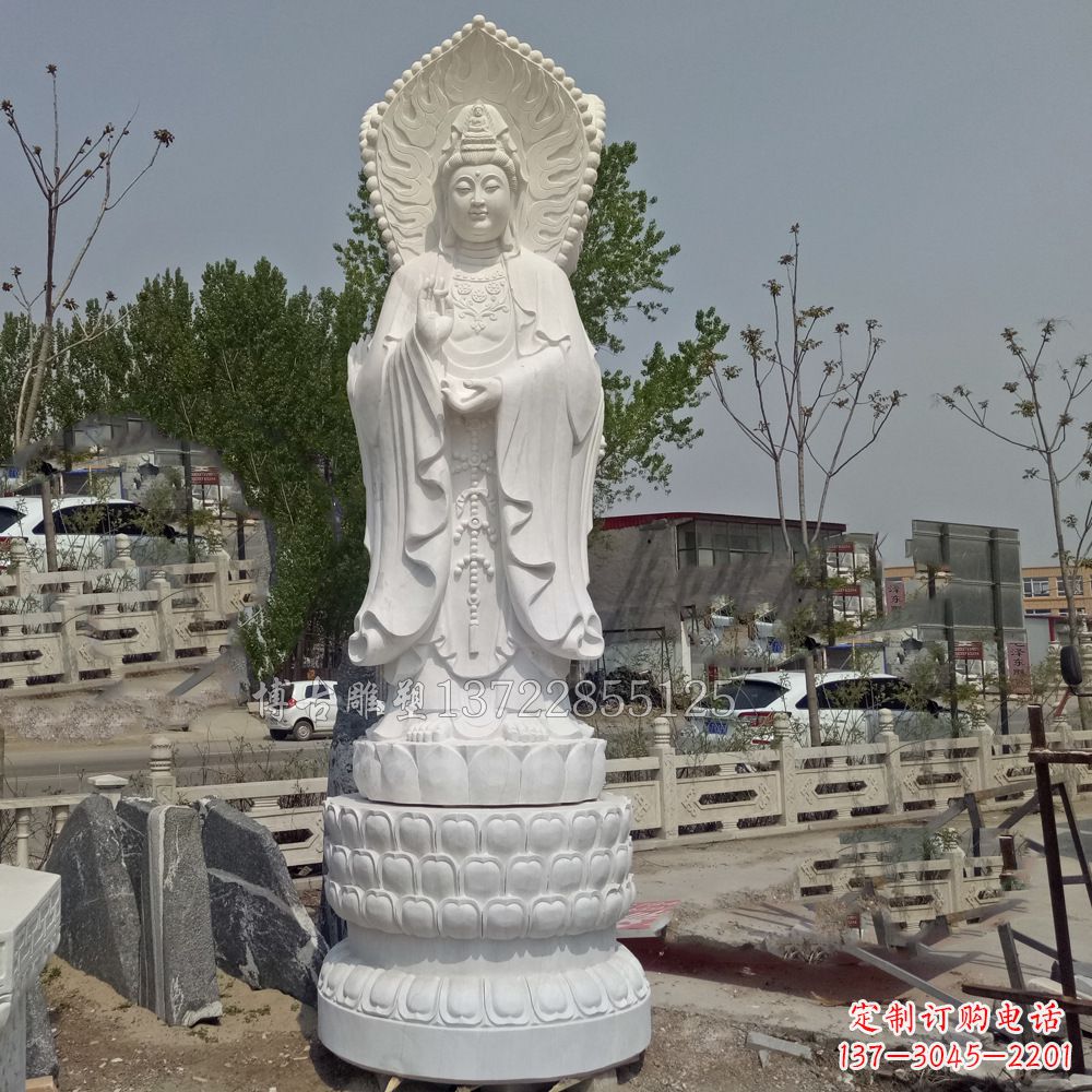 无锡观音菩萨汉白玉石精美雕塑