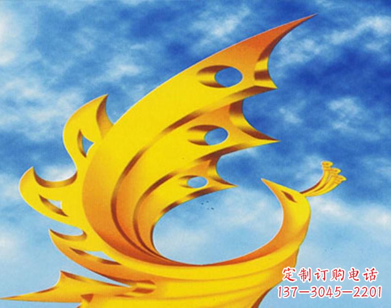 无锡广场摆u需i高金色的凤凰雕塑