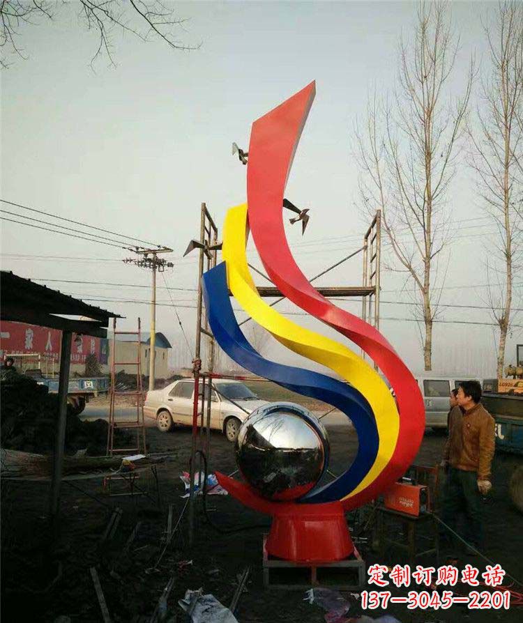 无锡广场不锈钢彩色抽象凤凰雕塑