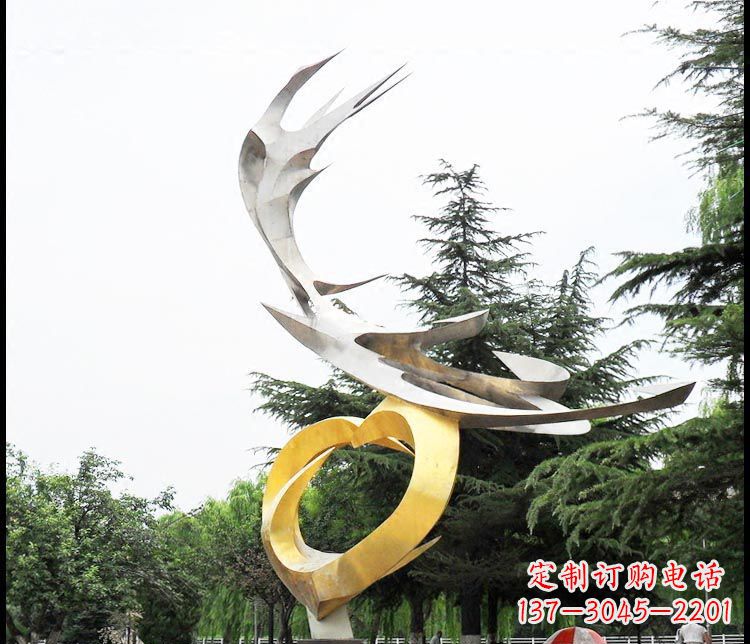 无锡广场不锈钢抽象凤凰摆件雕塑