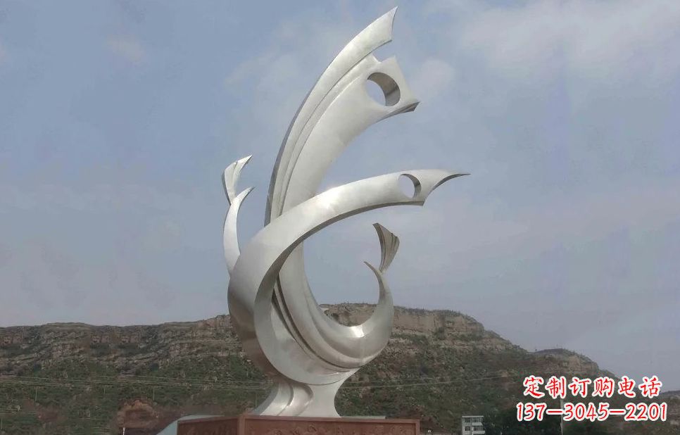 无锡广场不锈钢抽象凤凰雕塑 (5)