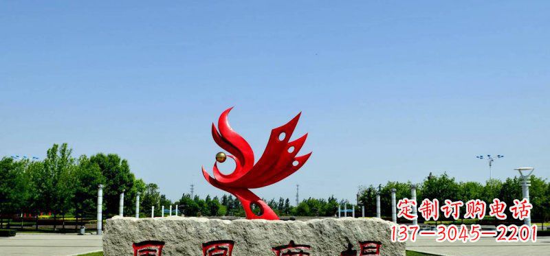 无锡广场不锈钢抽象凤凰雕塑 (3)