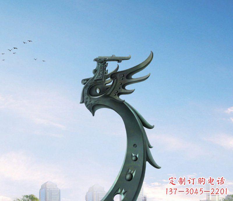 无锡广场不锈钢抽象凤凰雕塑 (6)