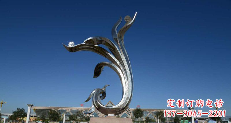 无锡广场不锈钢抽象凤凰雕塑 (8)