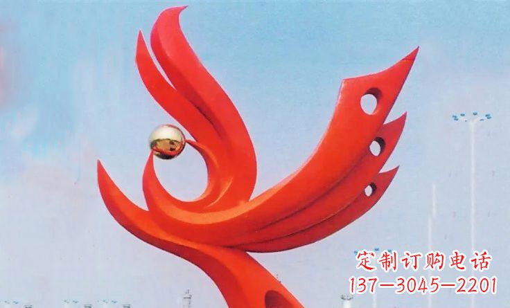 无锡广场不锈钢抽象凤凰雕塑_2