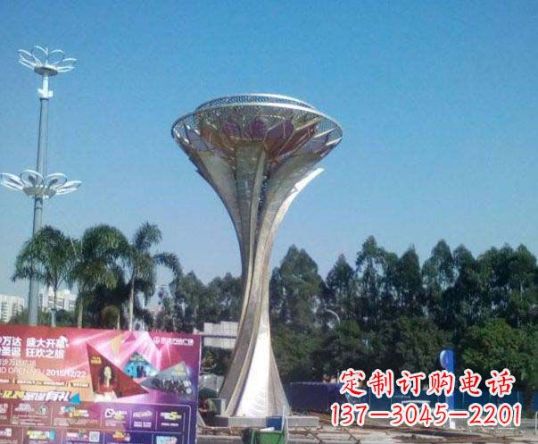 无锡精美大型不锈钢抽象莲花雕塑
