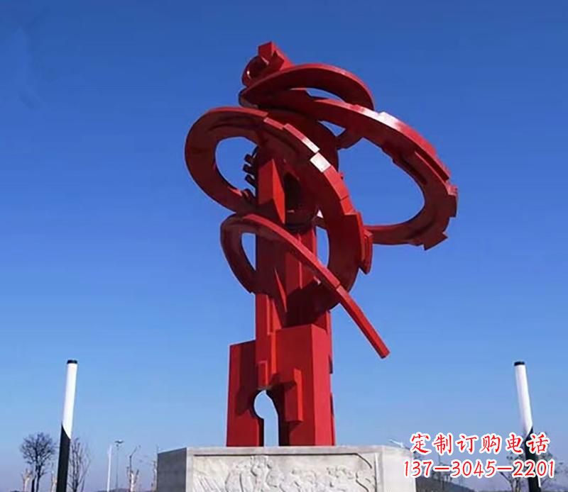 无锡广场不锈钢抽象飘带雕塑2