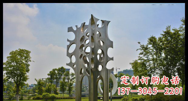 无锡广场不锈钢抽象松树雕塑
