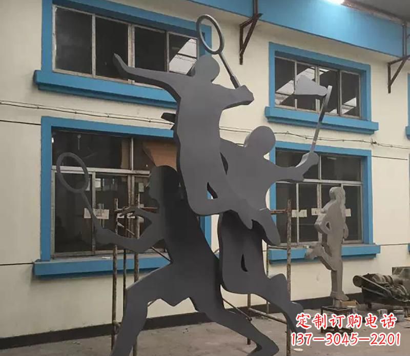 无锡广场不锈钢打羽毛球雕塑