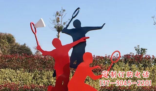 无锡广场不锈钢打羽毛球雕塑 (2)