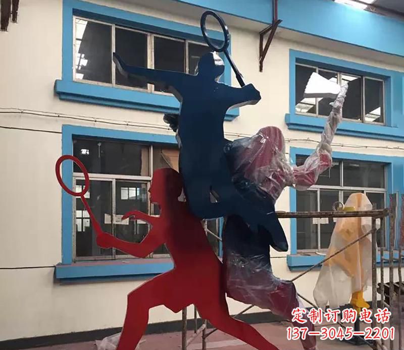 无锡广场不锈钢打羽毛球雕塑2