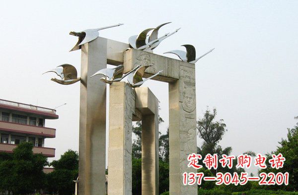 无锡展现自然之美的不锈钢大雁动物雕塑