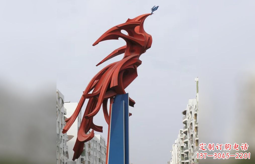 无锡广场不锈钢凤凰抽象雕塑