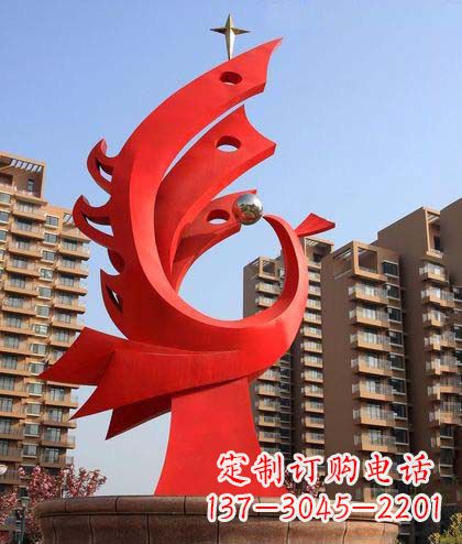 无锡广场不锈钢凤凰明珠抽象雕塑