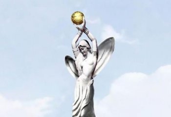 无锡精美的不锈钢女人双手捧球雕塑