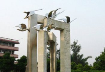 无锡展现自然之美的不锈钢大雁动物雕塑