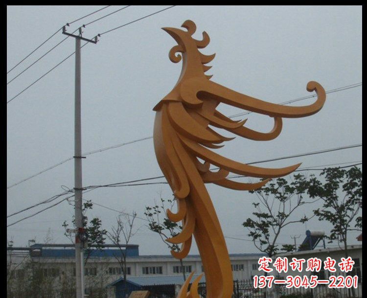无锡广场不锈钢金色凤凰雕塑
