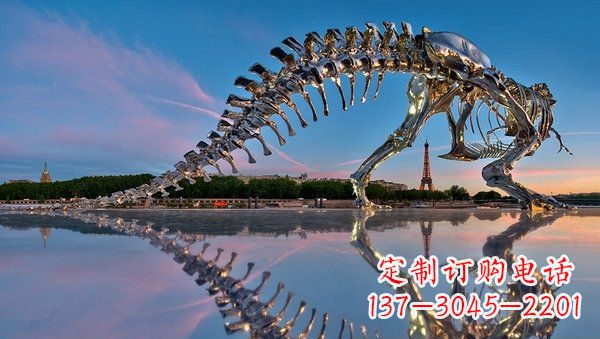 无锡魅力无穷的不锈钢恐龙骨架雕塑