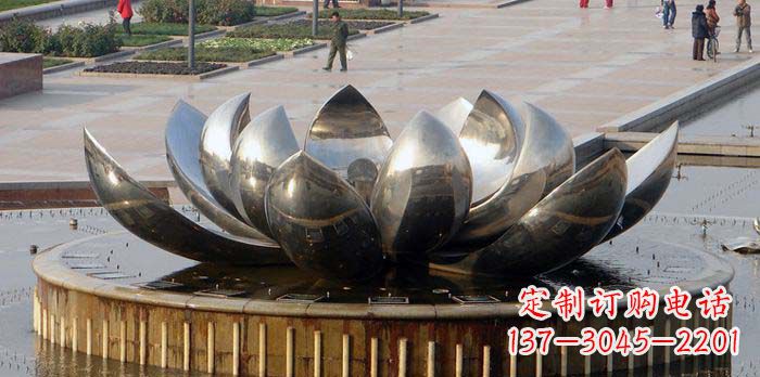 无锡大型不锈钢莲花喷泉雕塑