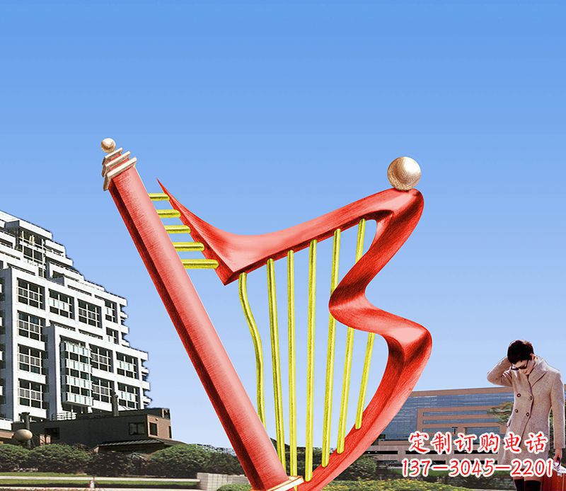 无锡精美不锈钢竖琴雕塑