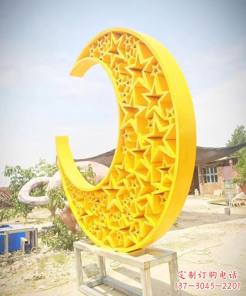 无锡广场不锈钢五星月亮雕塑