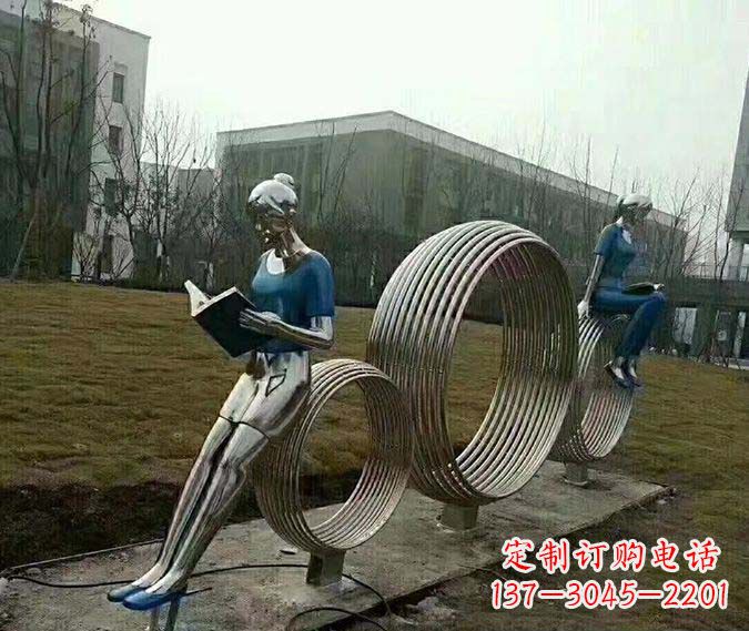 无锡环绕书香之美的不锈钢圆环雕塑