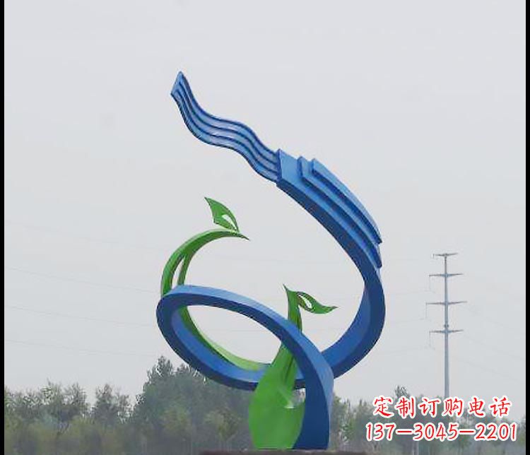 无锡完美锻造,彩色不锈钢抽象凤凰雕塑