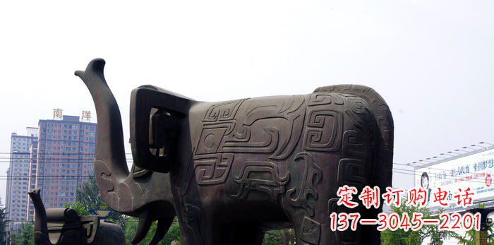 无锡广场抽象大象动物铜雕