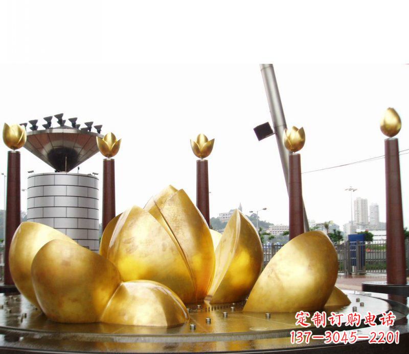 无锡全新设计!中领雕塑莲花抽象广场雕塑