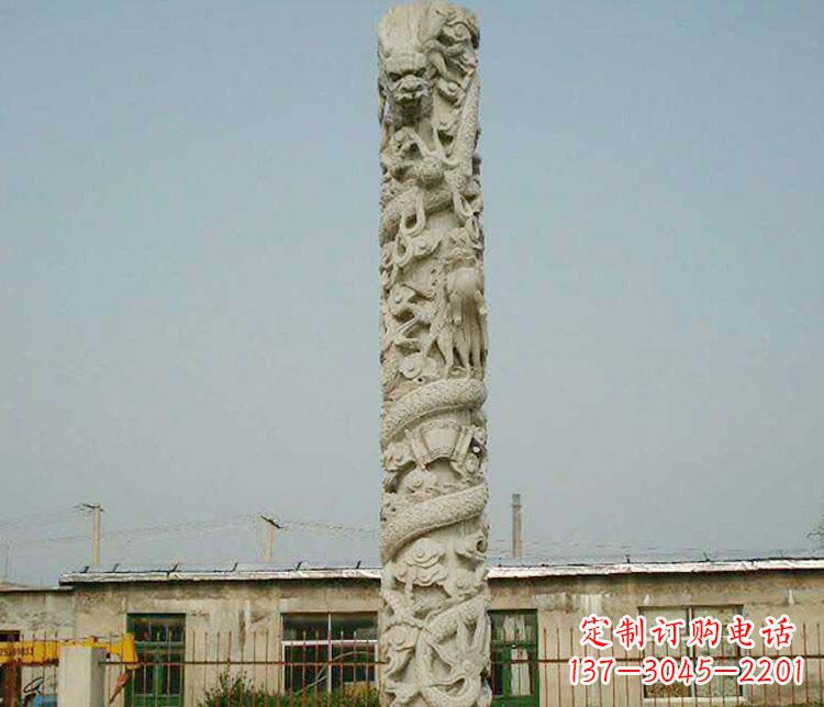 无锡中领雕塑——独具特色的大理石盘龙柱雕塑