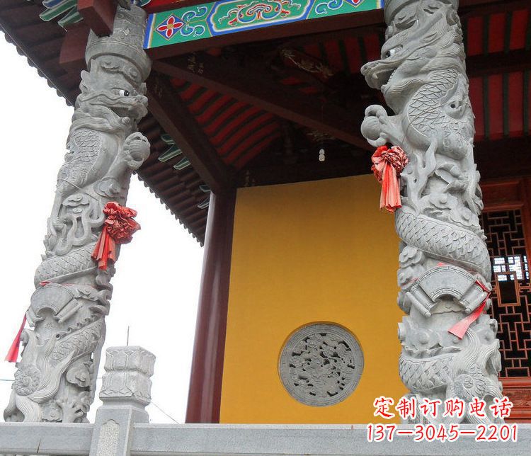 无锡精美大理石龙柱雕塑