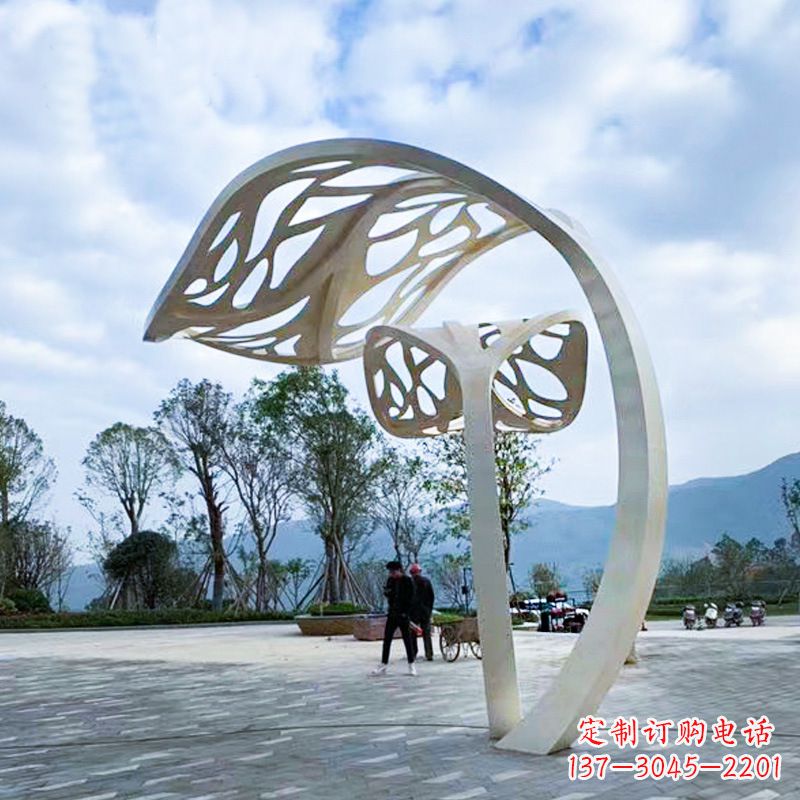 无锡精致的不锈钢树叶雕塑
