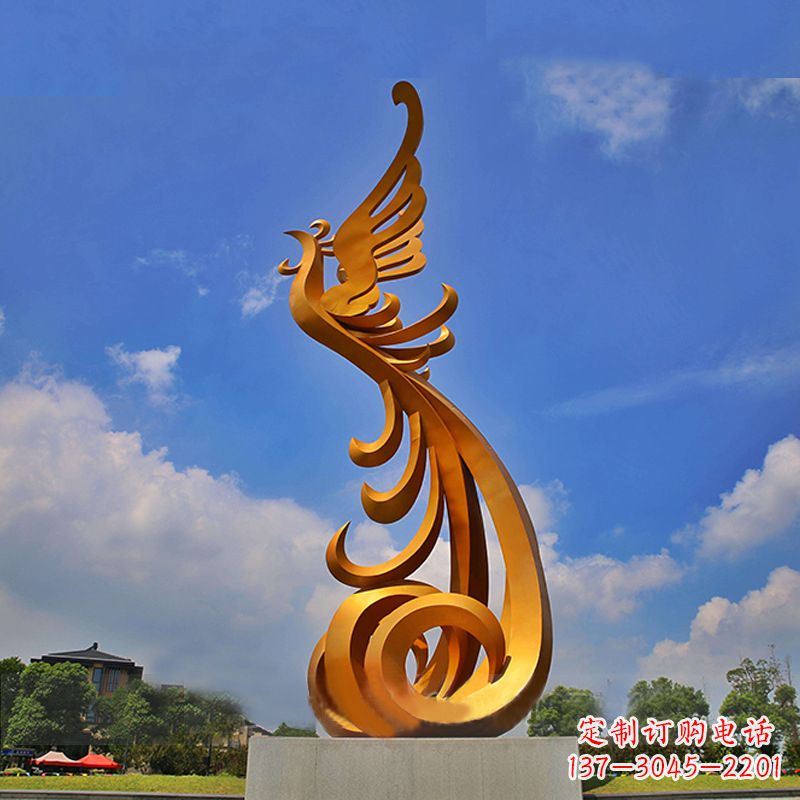 无锡广场大型凤凰不锈钢雕塑