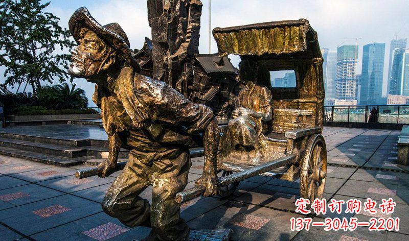 无锡中领雕塑-黄包车纪念铜雕