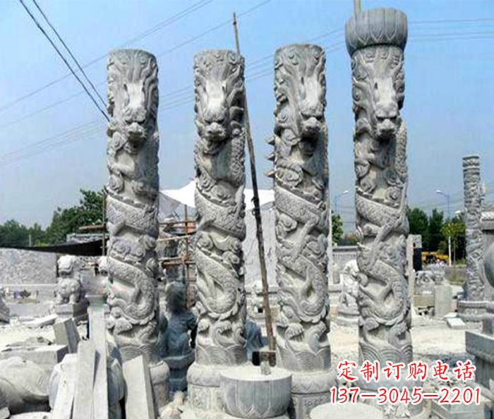 无锡广场景观大理石龙柱石雕 (4)